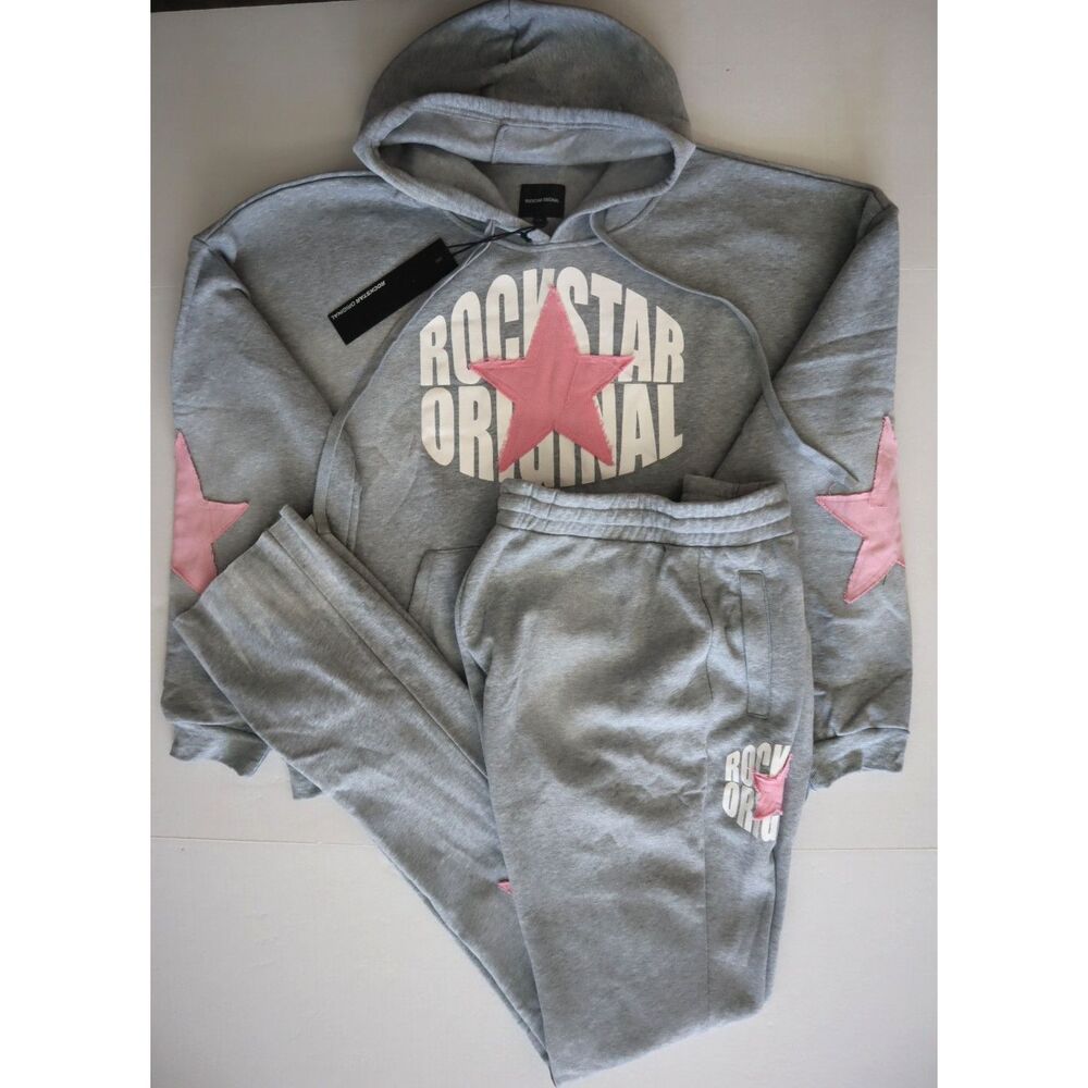 Rockstar Originals Sz 2XL Heather Gray Kaylliah Super Stacked Tracksuit Set